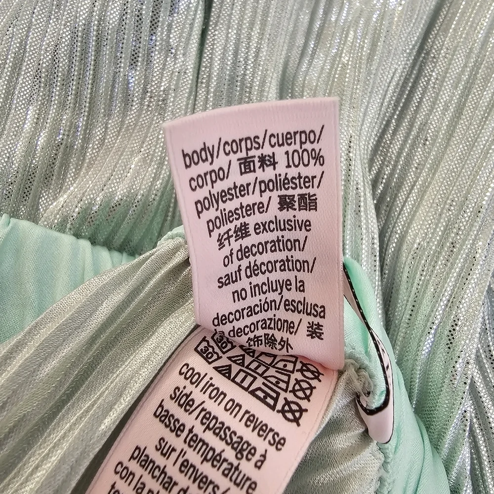 Victoria's Secret Mint Green Metallic Pleated Wide Leg Lounge Pants, Size XL
